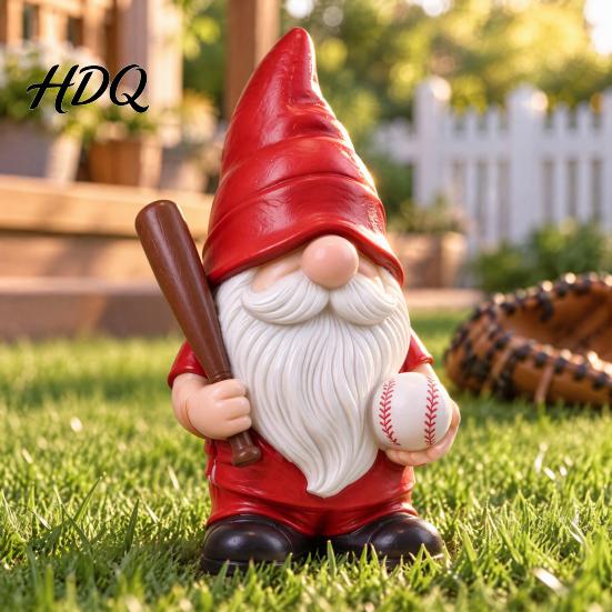 Home Office Ornament Baseball Gnome Figurine Resin Sports Theme Statue Holding Indoor Decorative Accents Bat & Ball Tabletop Decor Lover