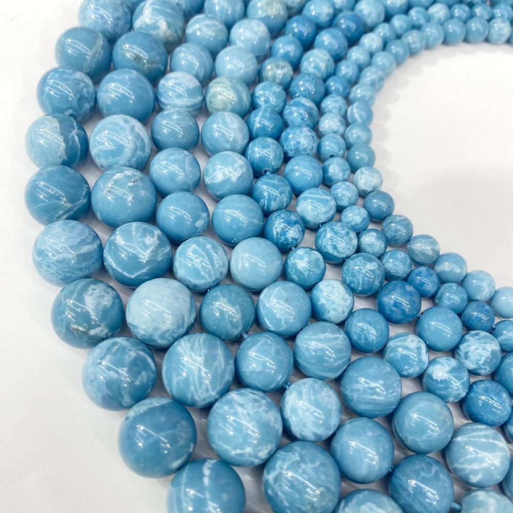Fine AA 100% Natural Sky Blue China Larimar Round Natural Stone Beads For Jewelry Making DIY Bracelet Necklace 15" 4 6 8 10 12mm