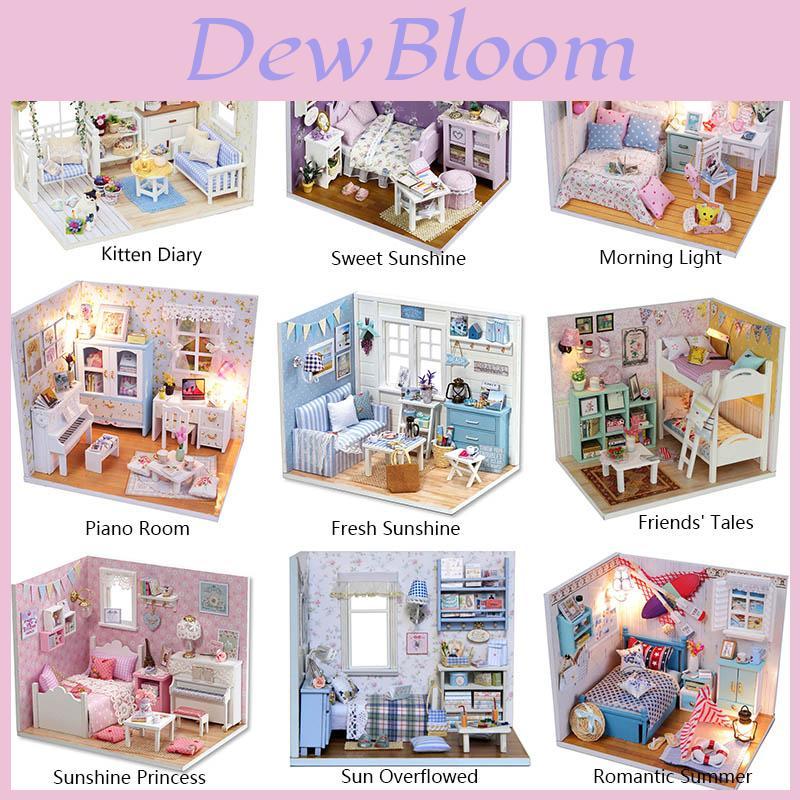 Exquisite 3d Miniature Dollhouse Furniture Kit With Led Light For Imaginative Kids