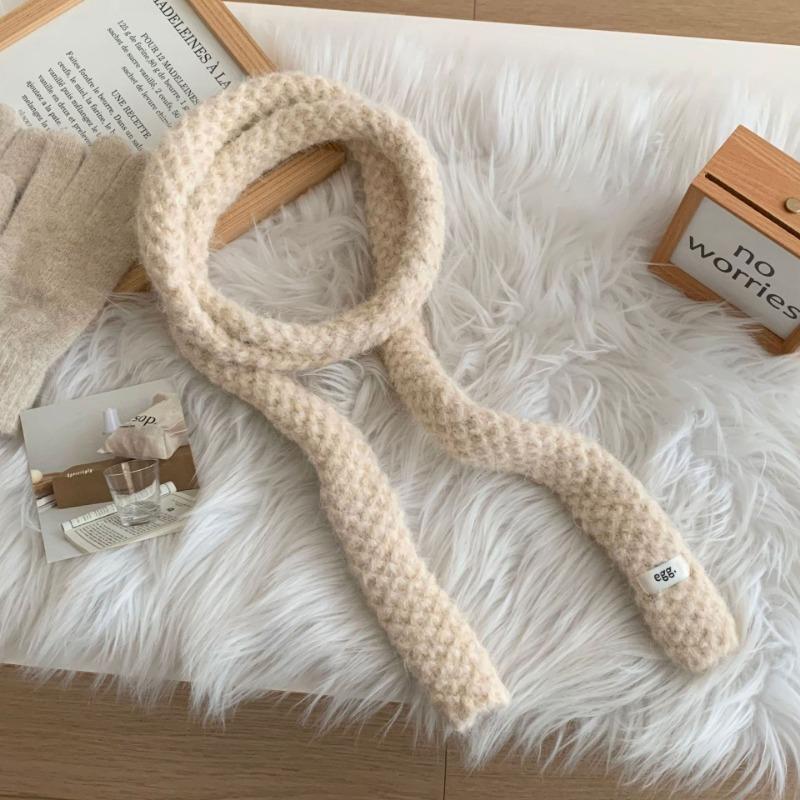 Knitted scarf atmosphere new versatile high-end neck protection scarf soft waxy thin small baguette scarf