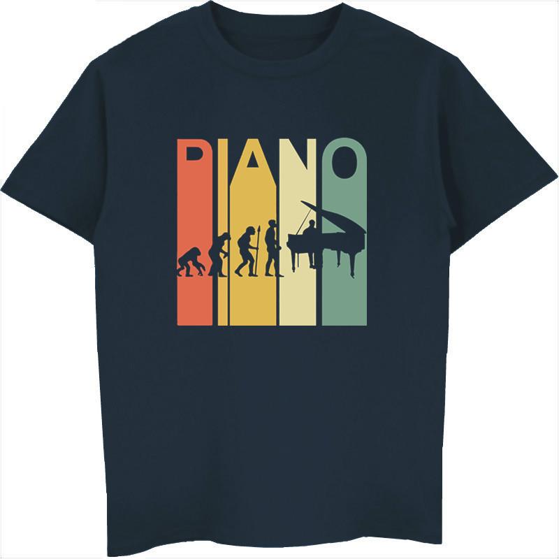 

Vintage Retro Evolution Of Piano TShirt Unisex ONeck Short Sleeve Cotton T Shirt Hip Hop Tees Tops Harajuku Streetwear S