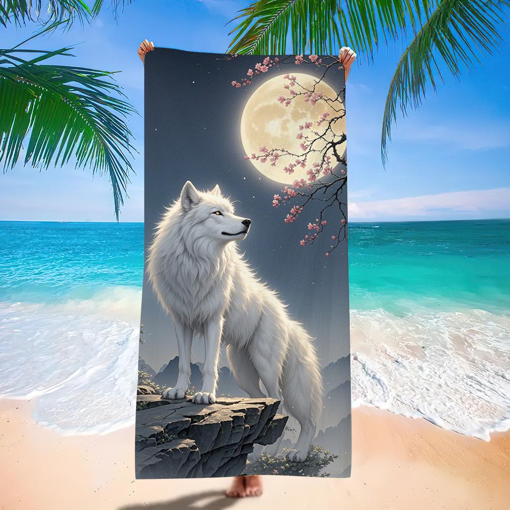 Wolf Beach Towel Class A European And American Microfiber Bath Towel Adult Men And Women Summer Printed Towel