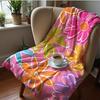 Pink Daisy Bow Cherry Soft Flannel Blanket Breathable Warm Throw for Office Car Sofa Kids Room Birthday Xmas Gift