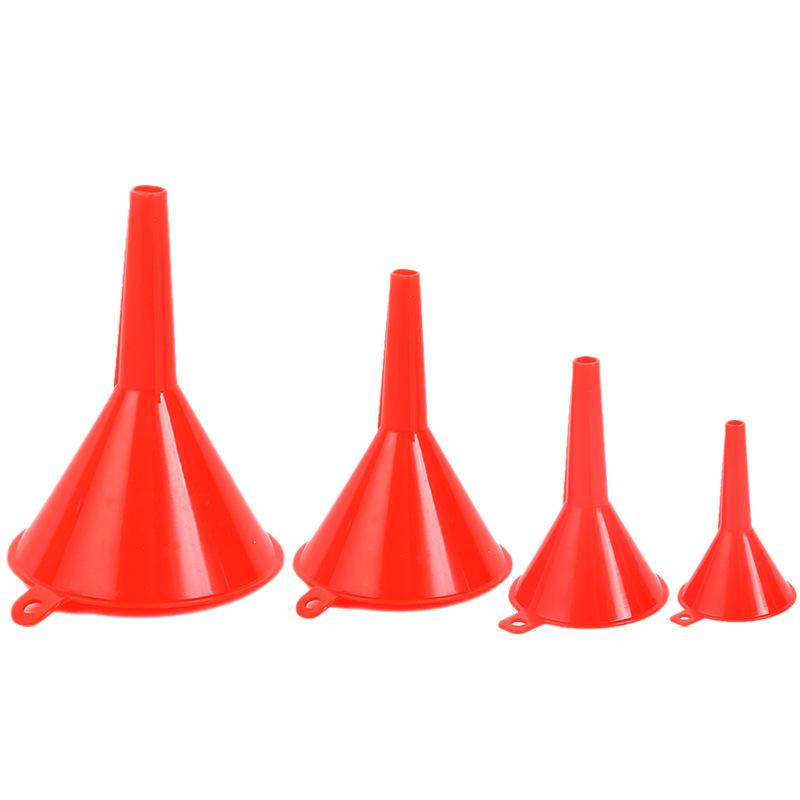 4-Piece Multi-Diameter Plastic Funnel Set with Storage Rod for Portable Liquid Dispensing and Separation