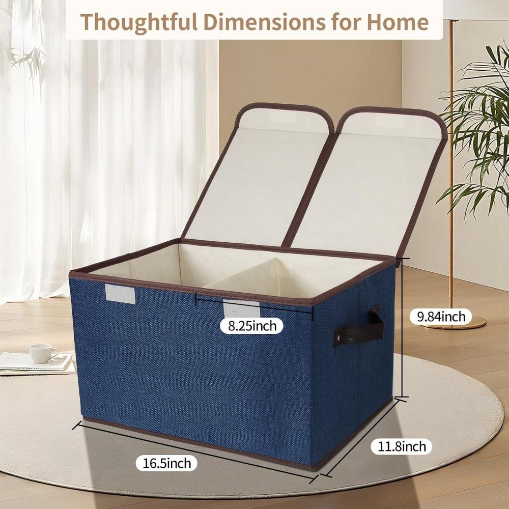 with Double-Lid Fabric Storage Box Dividers Home Storage Organizer  for Home Closet Office