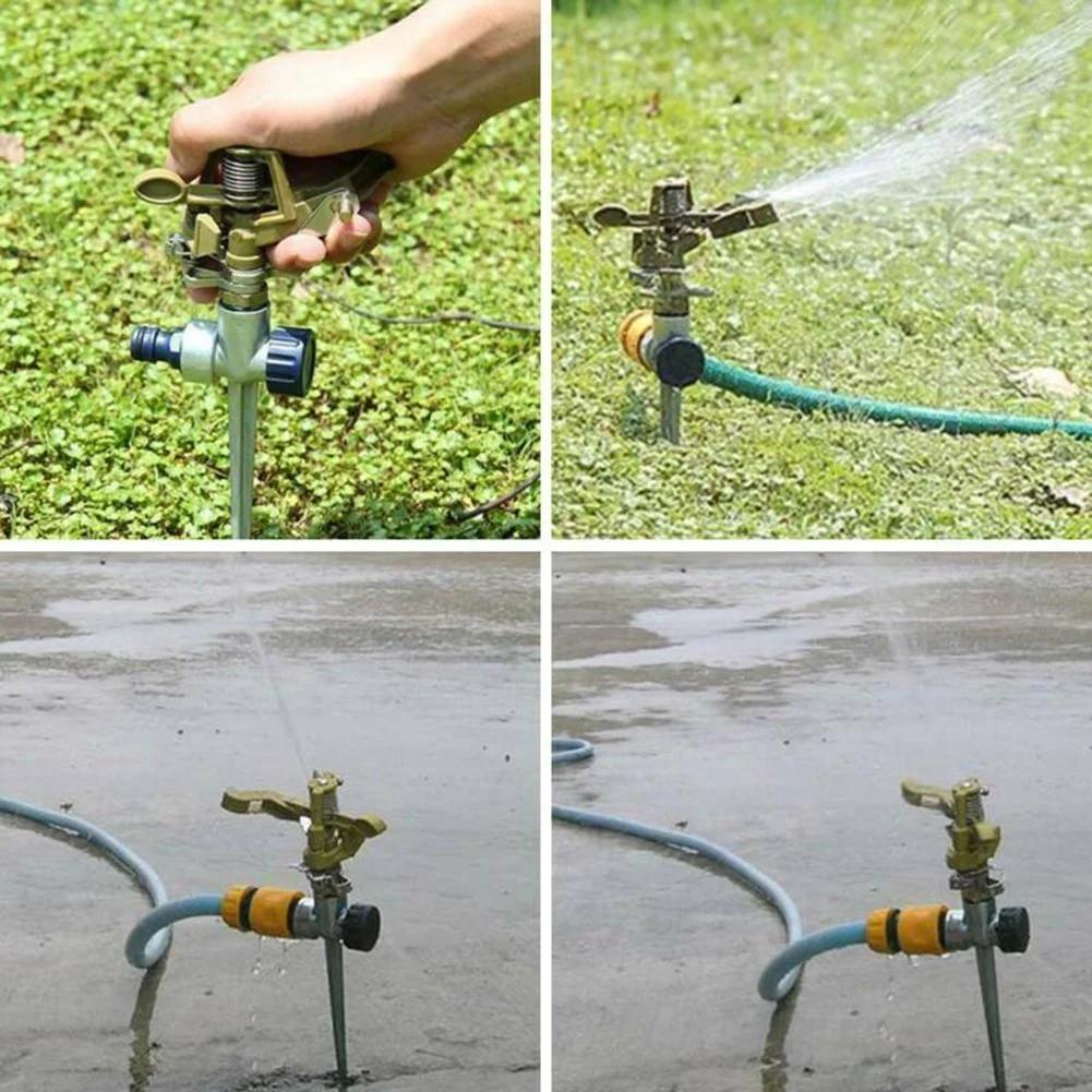 6-1PC Metal Automatic Rotating Watering Artifact Adjustable Garden Lawn Sprinkler Gardening Irrigation Water Sprayer System Tool