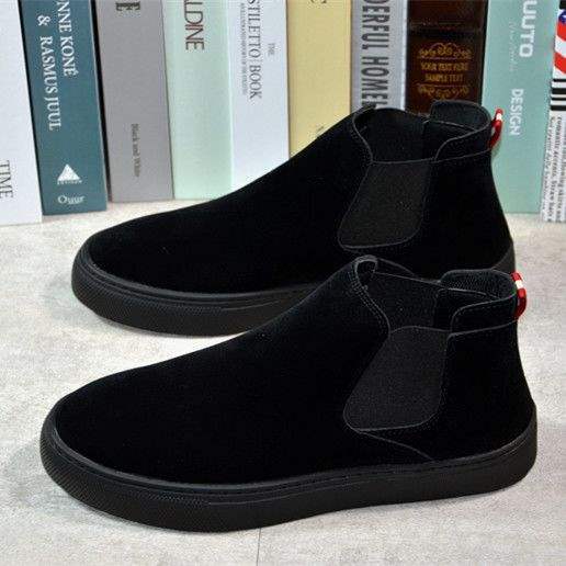 Winter Martin Boots Men's Cotton Shoes High-top Shoes Men's Korean Version Fleece Board Shoes Darth Vader Mid-top Shoes Men's Trendy Shoes
