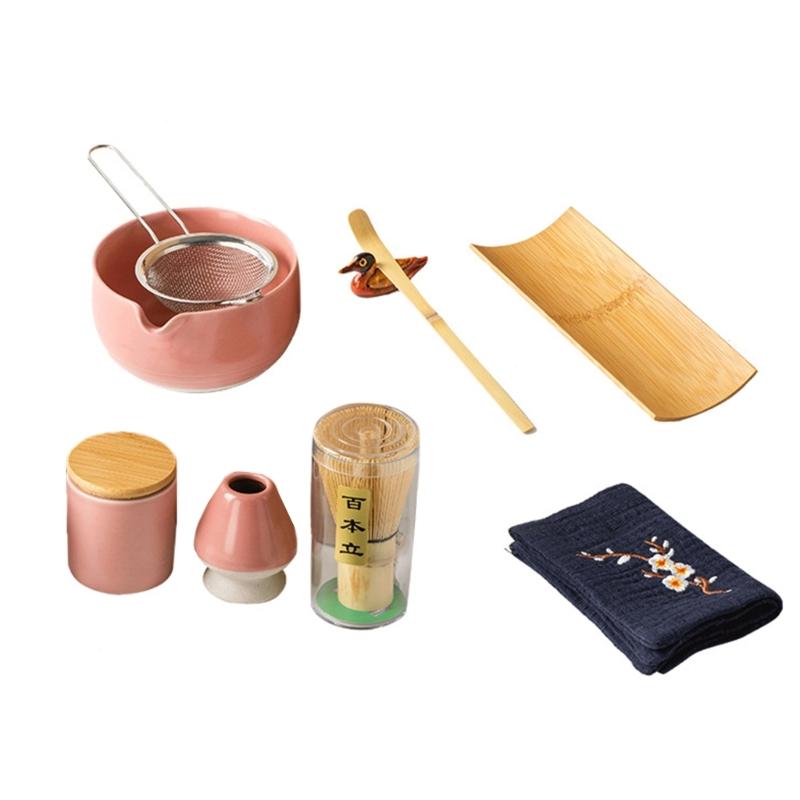 Pack of 9 Elegant Matcha Serving Set Ceramic Ceremonial Bowl and Tool Set Matcha Kitchenwares Suitable for Matcha Party