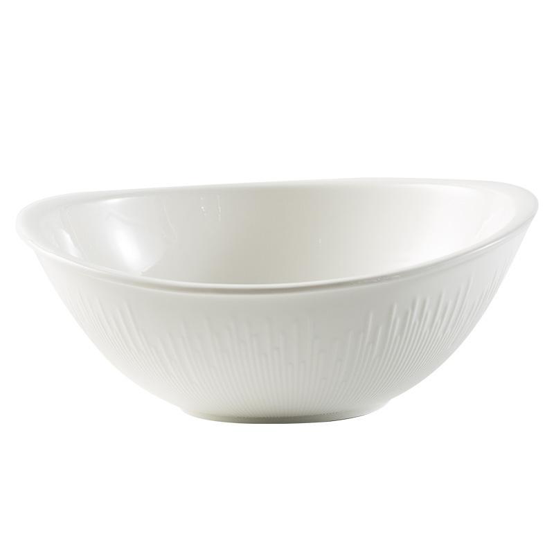 Creative Ingots Soup Noodle Bowl For Home Use High-End Deep Dish Restaurant Salad Bowl Nordic Style Pure White Ceramic Tableware