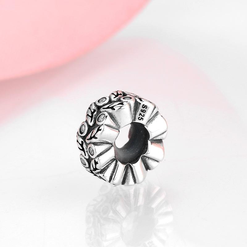 S925 Sterling Silver Beaded Spacer Beaded Diamond Flower Positioning Bead Bracelet Diy Jewelry Accessories