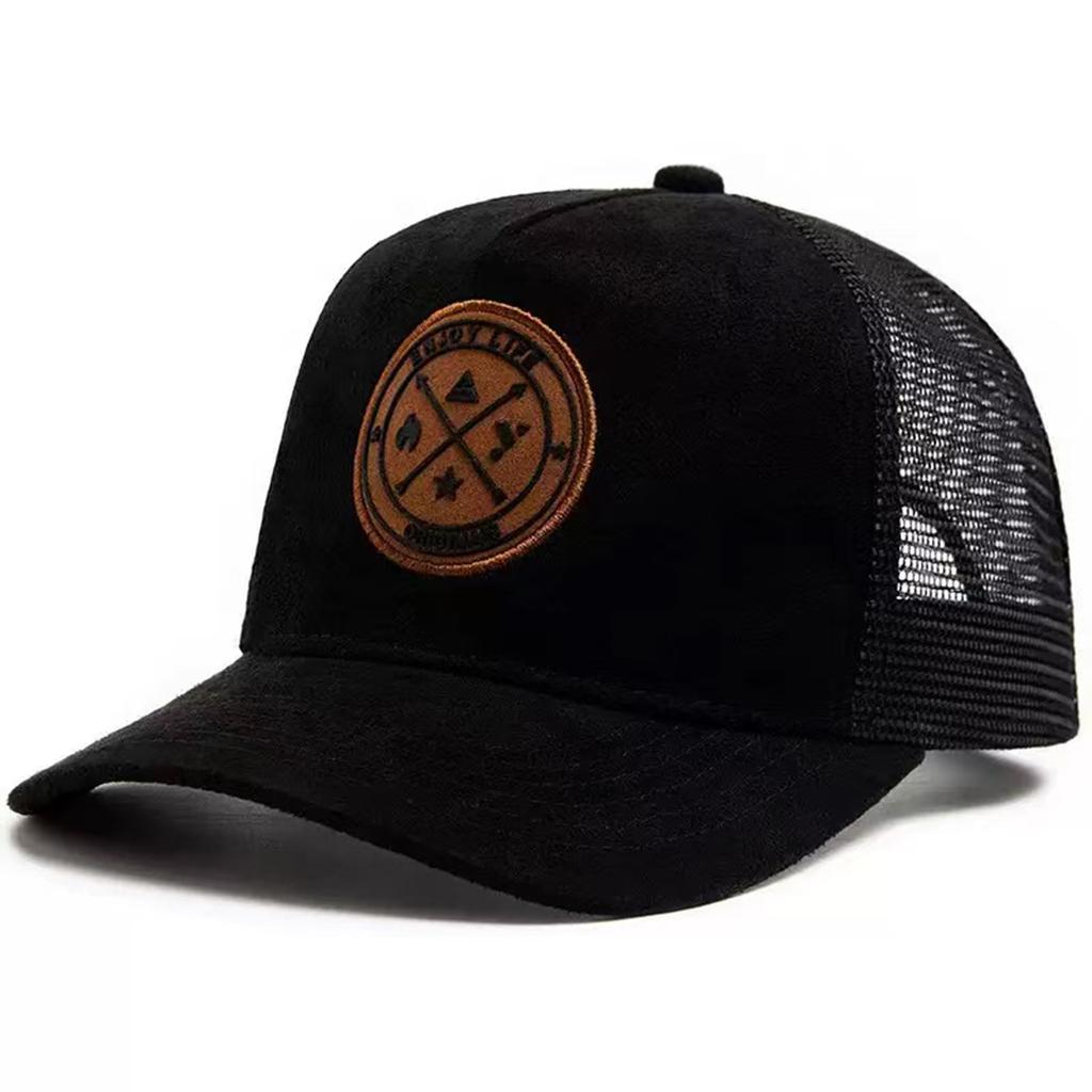Men Vintage Patch Emblem Baseball Cap Mesh Hat Outdoor Adjustable Sunscreen Leisure Hat Spring Autumn Travel Tourism Beach Vacation