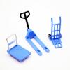 Miniature Dollhouse Accessories Platform Trolley Fork Lift Hand Cart Set Doll House Scene Ornament Mini Flat Cart Pallet Truck Dolly