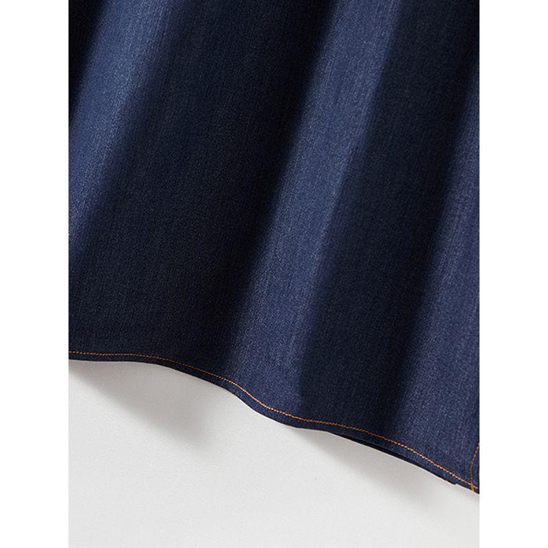 Original Order Orders Exported to Japan! Harajuku Girls Summer Raglan Sleeve Washed Cotton Denim Blue Large Pocket Open Line Dress Breathable