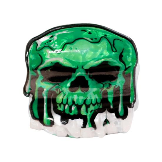 Back Head Hair Claw Reinforced Shark Clip with Elastic Base Halloween Skull
