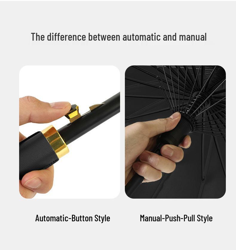 Windproof Double Canopy Umbrella with 24 Ribs and Long Handle