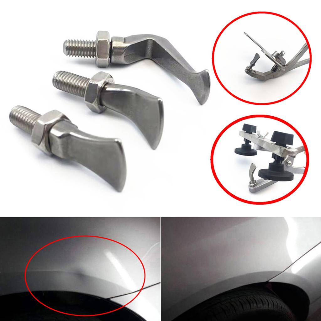 3Pcs Automotive Dent Repair Slide Bar Clamp Pliers Head M8 Thread Horn Pliers Head Dent Repairing Tool Part Support Head