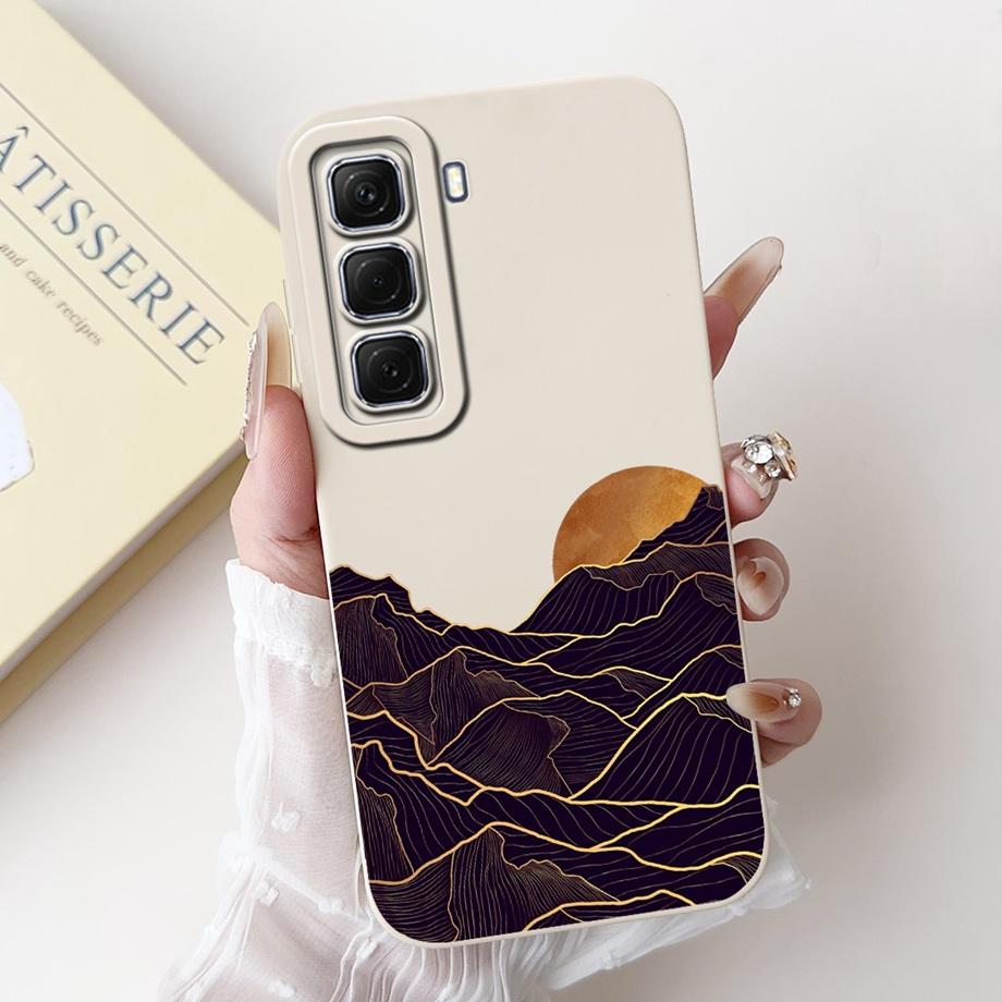 For Infinix Hot 50 50i 4G X6882 X6531 Case Liquid Silicone Soft TPU Back Cover Hot50 Hot50i Phone Funda Gothic Black Night Shell