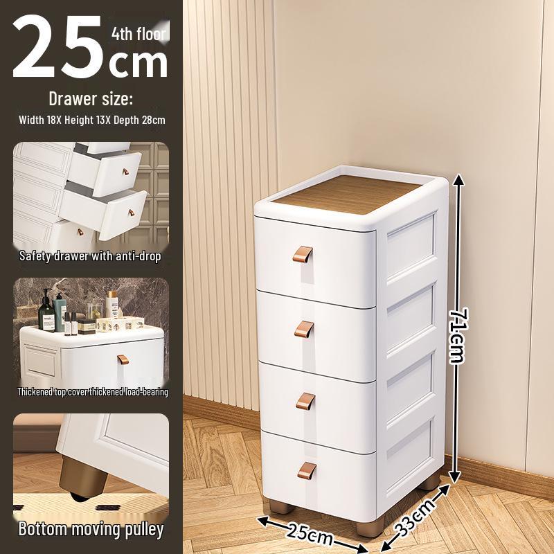 Gap Narrow Edge Multi-Layer Movable Storage Cabinet with Drawer for Kitchen, Available in 18/25/30cm Sizes