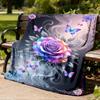 1pc Rose Butterfly Throw Blanket Polyester Fiber, Lightweight Flannel, Soft & Warm, All Season Use for Outdoor, Camping