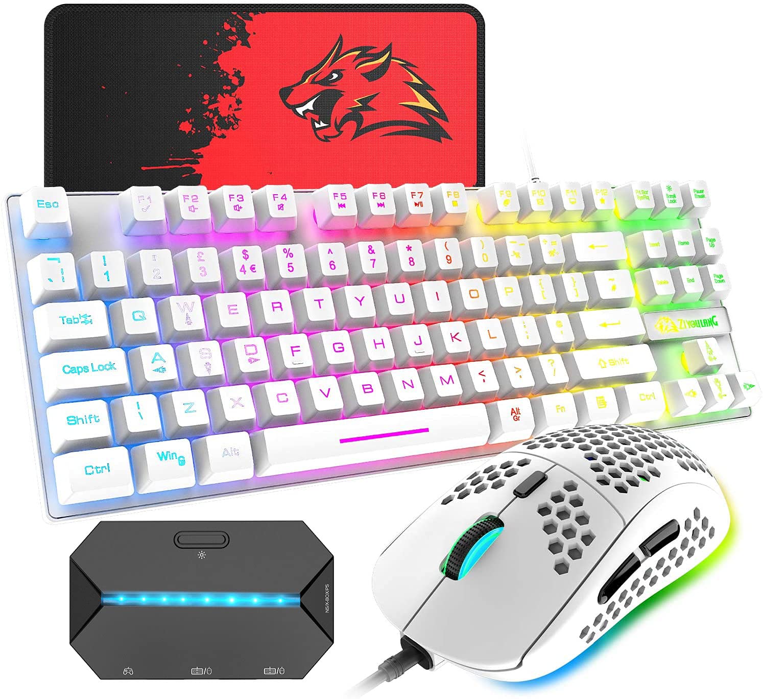 

Gaming Keyboard and Mouse Converter with 88 LED USB Ideal for Gamers and 6400 DPI Gaming Mouse with Mouse Pad and Japanese Instruction Compatible with
