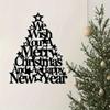 1pc Merry Christmas & Happy New Year Metal Wall Decor - Heavy-Duty Cast Iron Holiday Decoration with Christmas Tree Design