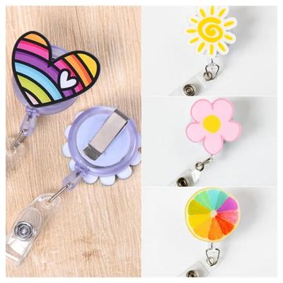 1 STuks Mode Intrekbare Badge Verpleegkundige Schattige Schelp Bloemen Naam Badge Reel Clip Badgehouder Arts School Student Kantoor ID-kaart Clip