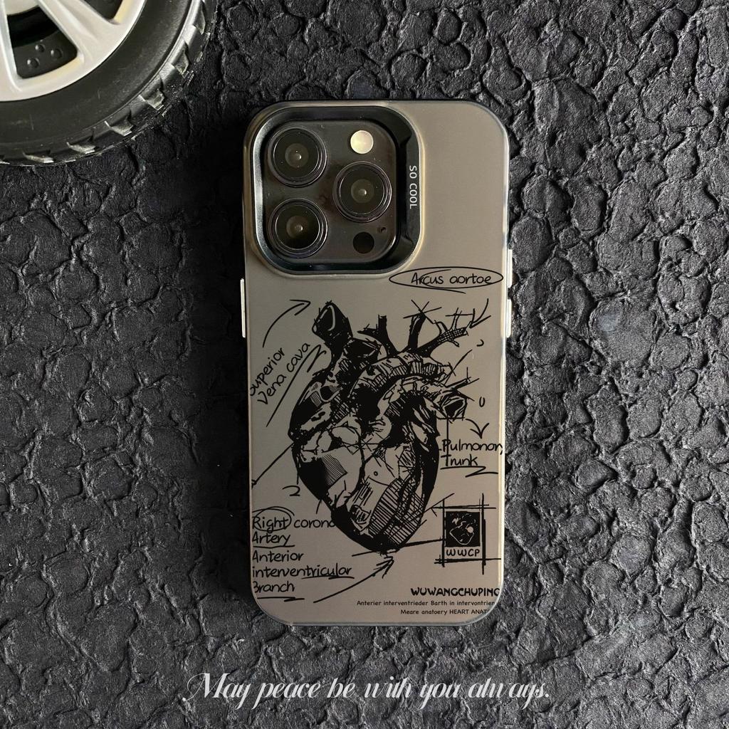 Applicable to IPHONE16 mobile phone case Apple 15PC12Promax1311 color silver IMD14 heart beating