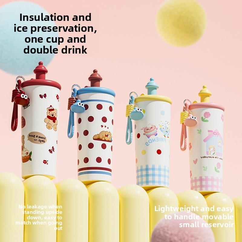 Cake Bear Cat Printed 700ml Stainless Steel Insulated Cup Large Capacity Gift