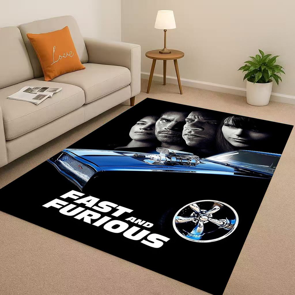 HD Fast F-Furious Vin Diesel Racing Car Living Room Non-Slip Area Rug Carpet for Bedroom Playroom Sofa,Easy Clean Home Doormat