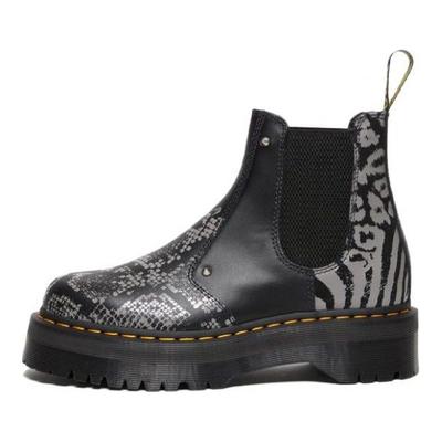 2976 Stivaletti Chelsea Corti con Stampa Moda in Pelle Stivali Unisex Nero Grigio 27692001