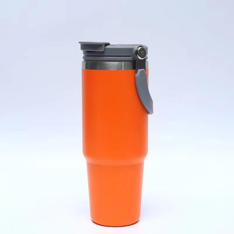 30oz Edelstahl tragbarer Reise-Thermosbecher mit Strohhalm - Großes Fassungsvermögen für Outdoor-/Autonutzung