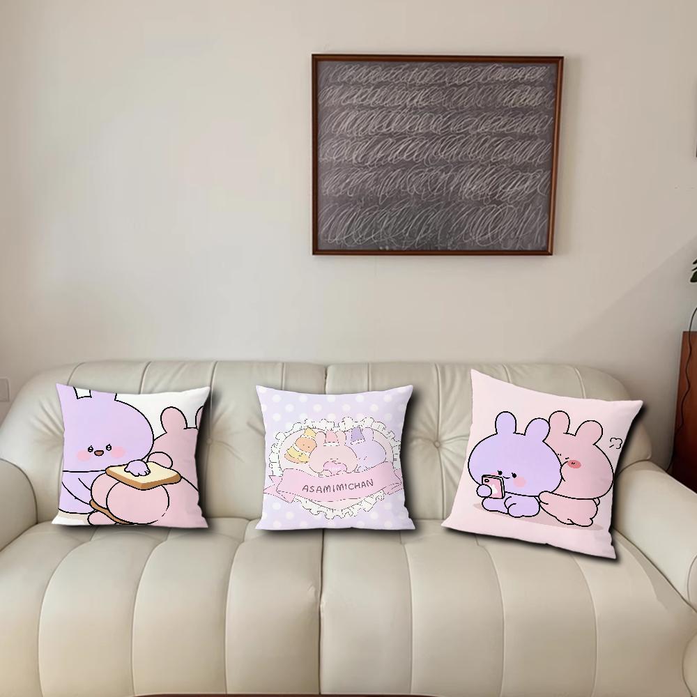 Cartoon A-Asamimichan Cute Bunny cushion For Bedroom Car Coffee Shop Room and Living Room Sofa Decorative Pillow Cover Case