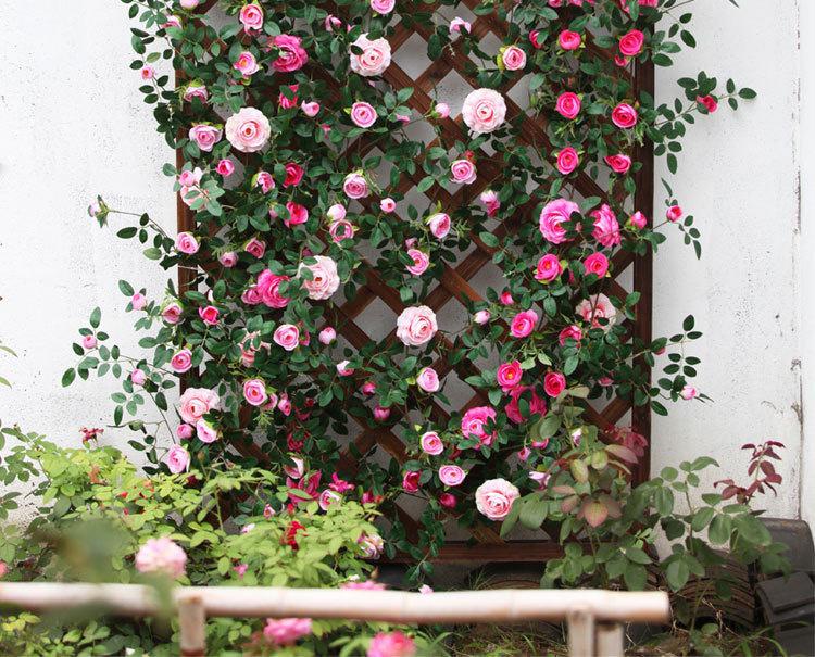 Artificial Rose Vine for Outdoor Decor - Hanging, Shading & Balcony Beautification