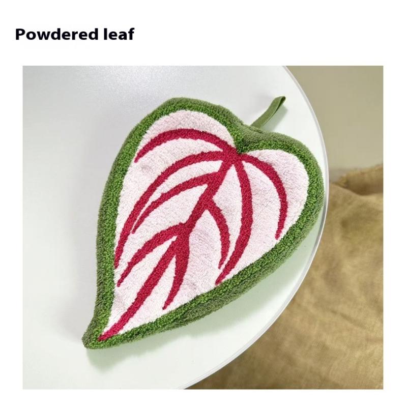 Absorbent Hand Towel Soft Double-Layer, Thickened Leaf Style Hanging Cloth Speed Dry Handkerchief