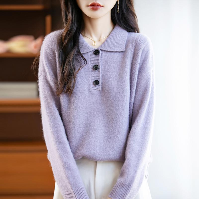 Women's cashmere sweater Qinghe cashmere 30% cashmere 70% wool autumn and winter pullover warm and fashionable