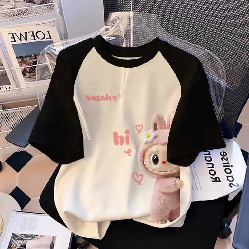 

Мультяшная графика Эльфа-монстра Лабубу Детская футболка с принтом Летняя Повседневная Женская футболка Топ Свободного Оверсайз Кроя с Коротким Рукавом Одежда 130