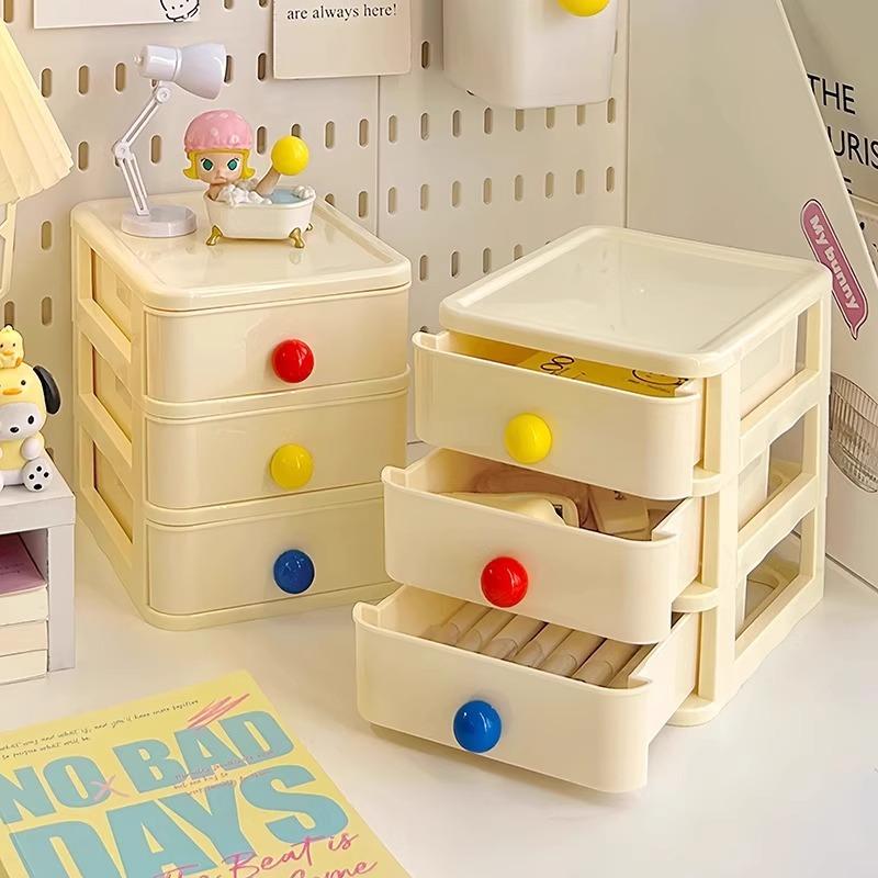 Desktop Storage Box Colorful Ball Home Office Storage Three Layers Drawer-style Storage Box Cosmetic Organizer Box