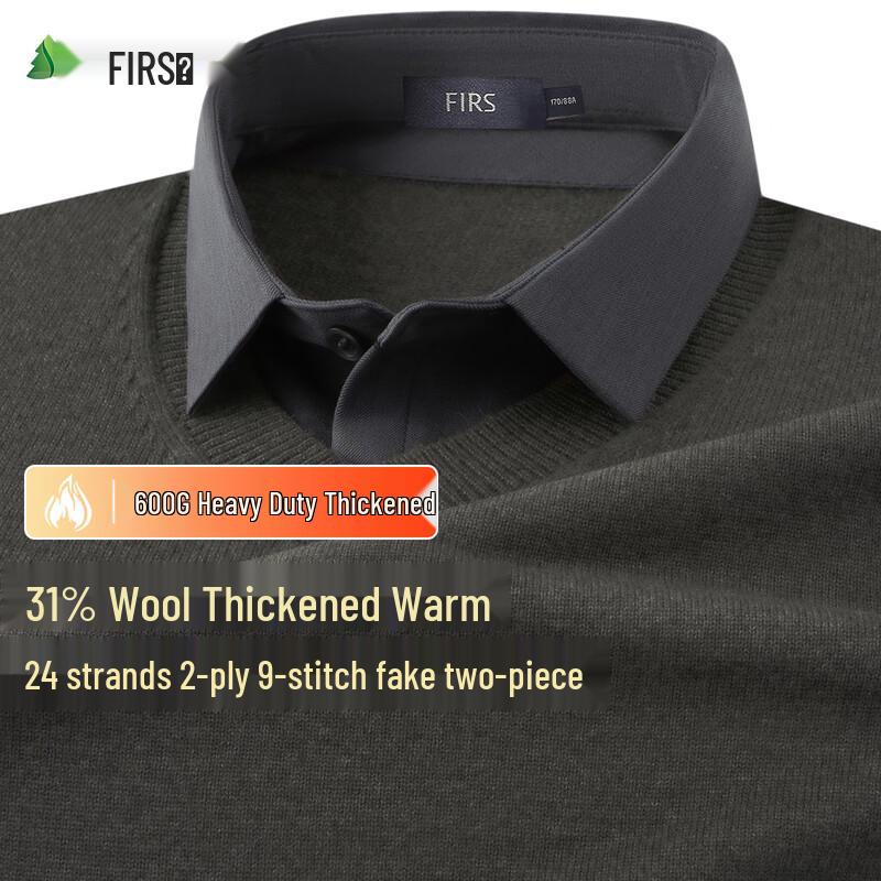 FIRS Men's Heavyweight Knitted Wool Blend Pullover Sweater