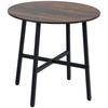 85cm Dining Room Table, Industrial Style Kitchen Table Round with Steel Legs, Rustic Brown