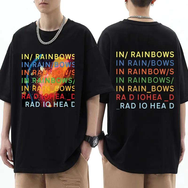 

Футболка Radiohead з графікою, музичний альбом у веселках, чоловіча, з коротким рукавом, хіп-хоп, готичний панк, великі футболки, вуличний одяг L чорний