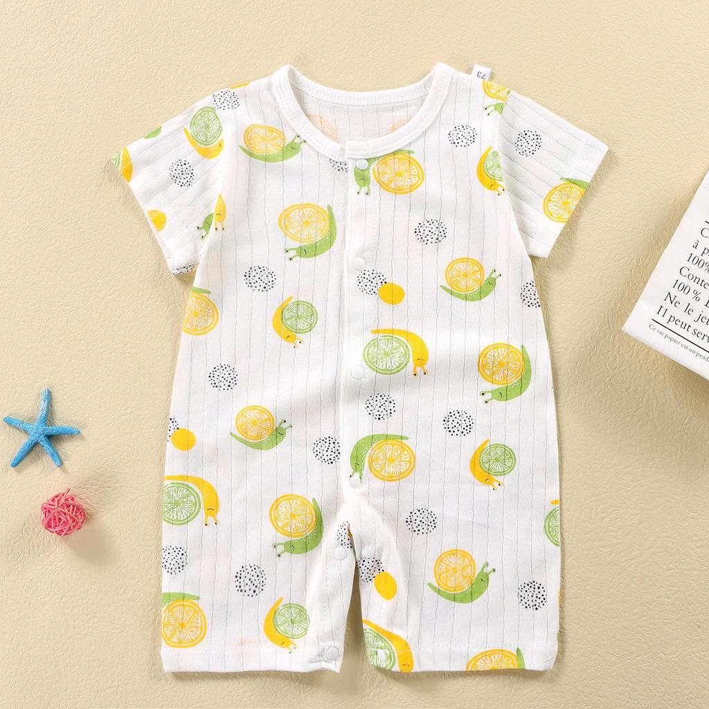 Newborn Cotton Short Sleeve Summer Romper: Open-Front Bodysuit for Boys & Girls
