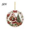 Office Holiday Decorations Christmas Acrylic Hanging Ornament, 2D Flat Double Side Printed Party Supplies Santa Snowman Pendant for Tree Window,
