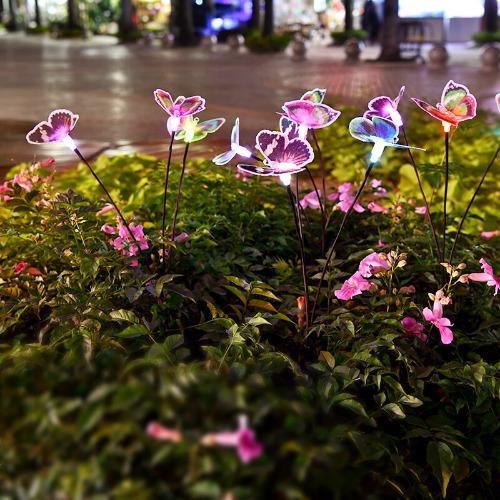 New Solar Powered 3-head Butterfly Light Outdoor Courtyard Decoration Light Solar Powered Lawn Inserted Garden Atmosphere Light