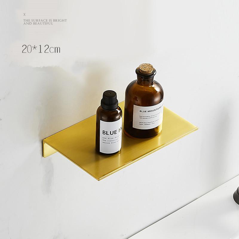 

Brushed Gold Metal Bathroom Shelf Wall Storage Rack Washstand Drilling Large Wall Shelf for Storage 30/40/50/60cm Length Holder
