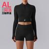 AL Alo Pnalo Yoga Set Womens Half-Zip Long Sleeve Crop Top High Waist Leggings Shorts Gym Workout Fitness Activewear