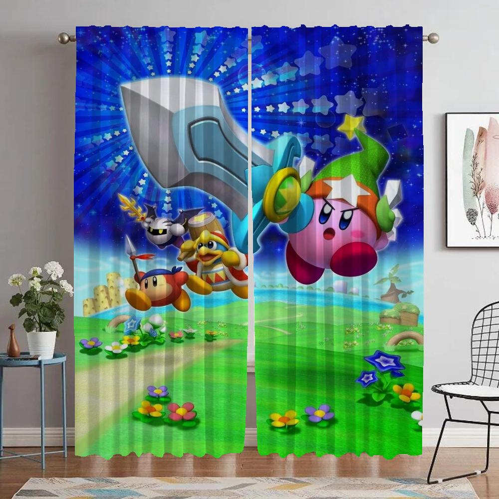 Partition Kirbys Blackout Curtain for Room 2 Panel Curtains for Bedroom Halloween Decoration Shades Home Interior Curtains Child