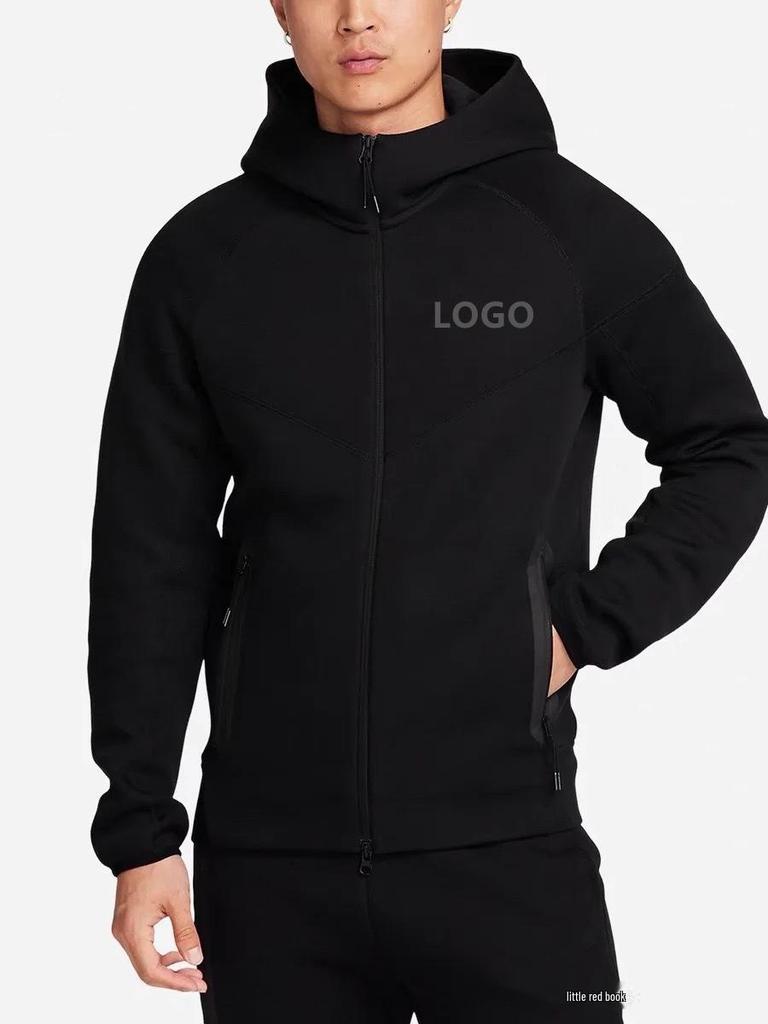 Spring & Autumn Sports Casual Hooded Knit Jacket - Solid Color Zipper Cardigan