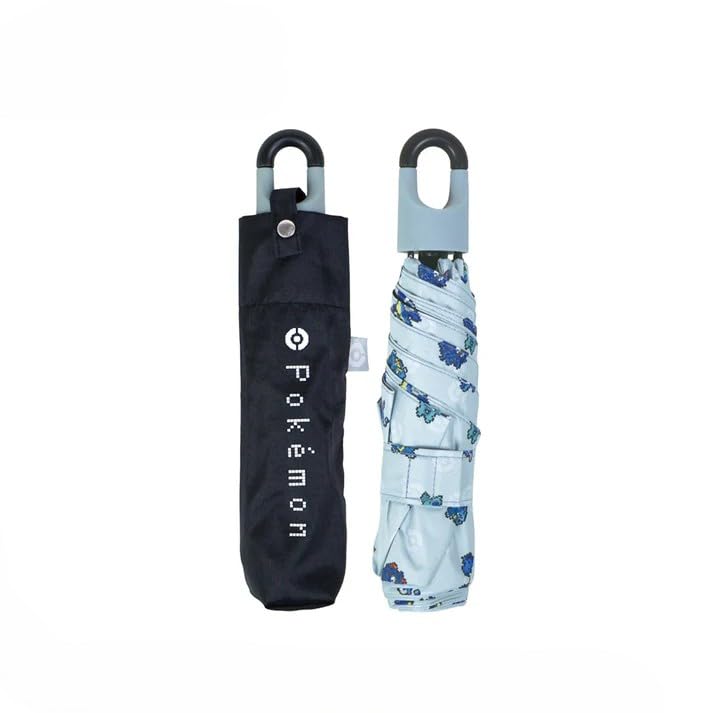 Pokemon Carabiner Umbrella 50cm Rain Shine Pixel Art Blue