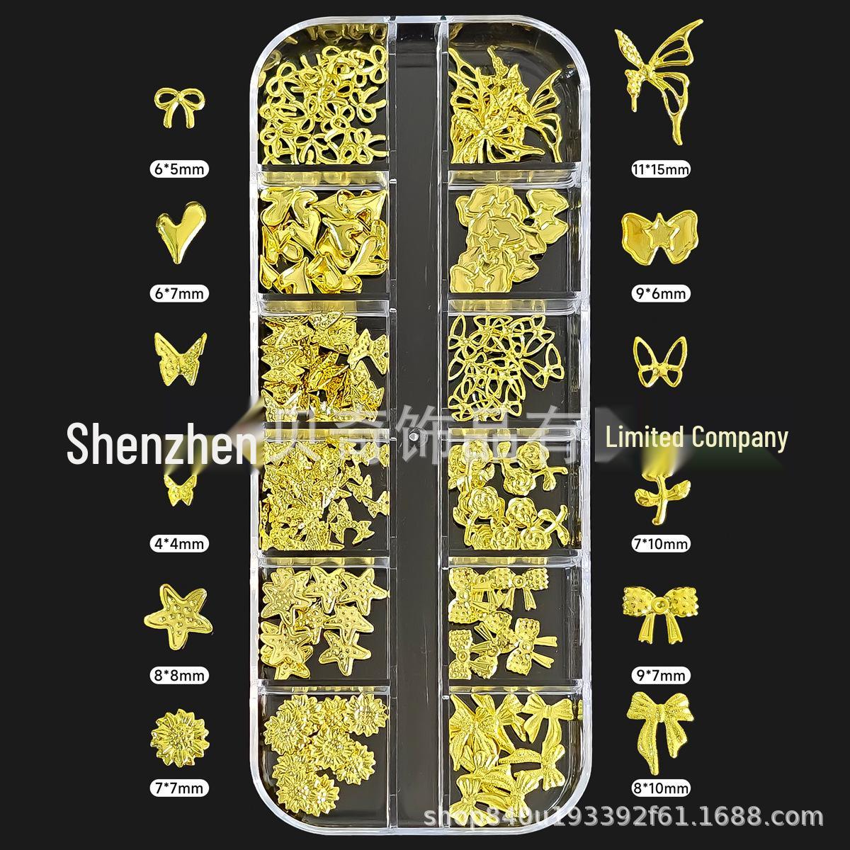 3D Metal Butterfly Nail Art Stickers - Gold & Silver Bow Rivet Accessories