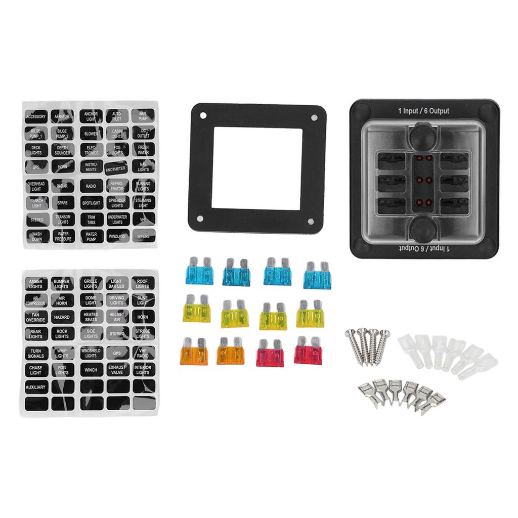 Sicherungskasten mit Flachsicherungen 6-fach Sicherungshalter Wasserdicht mit LED-Warnanzeige für Auto Marine Boot Wohnmobil